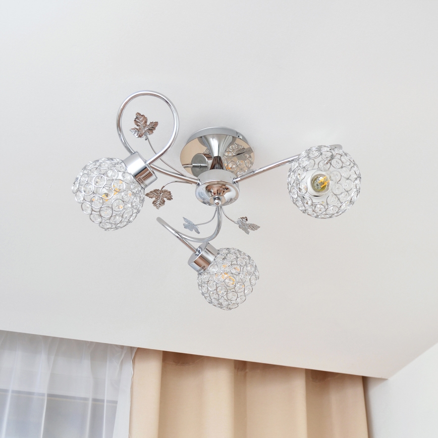 Nadgradni luster SOPHIA 3xE27/15W/230V sjajni krom/prozirna