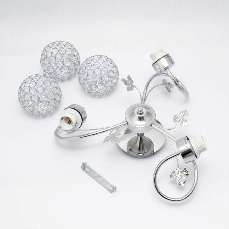 Nadgradni luster SOPHIA 3xE27/15W/230V sjajni krom/prozirna