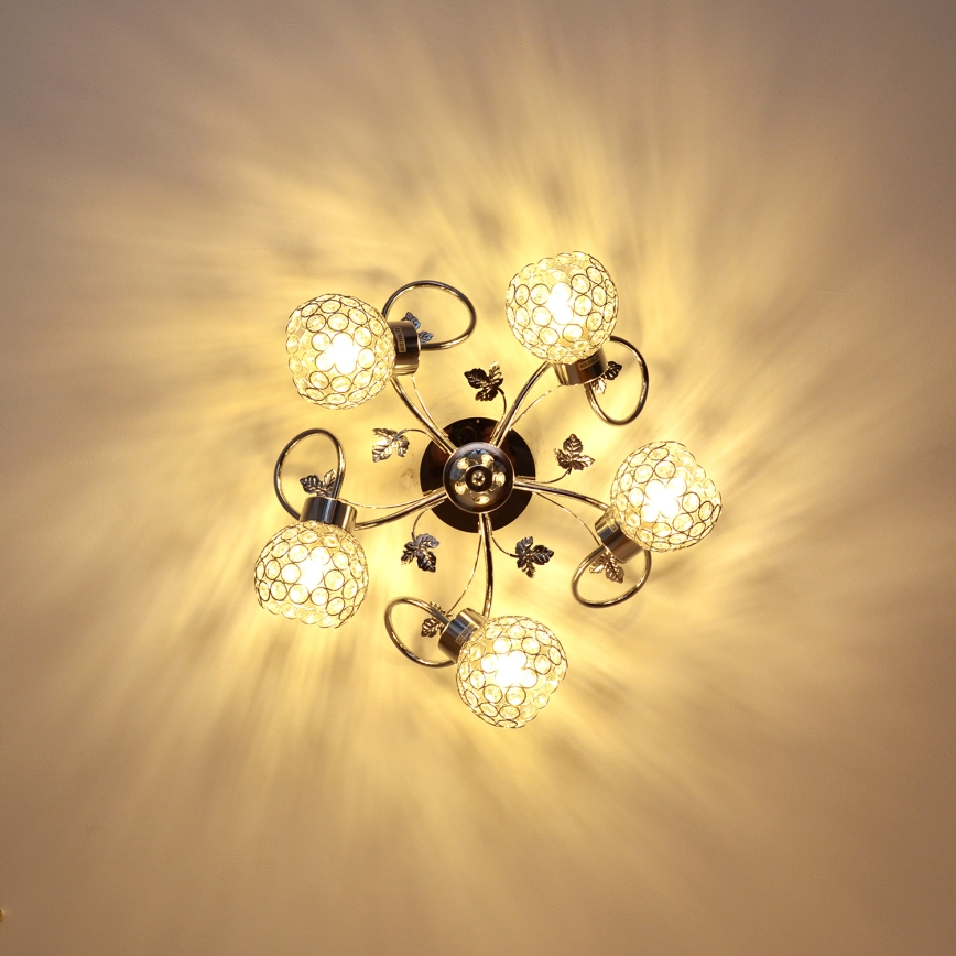 Nadgradni luster SOPHIA 5xE27/15W/230V sjajni krom/prozirna