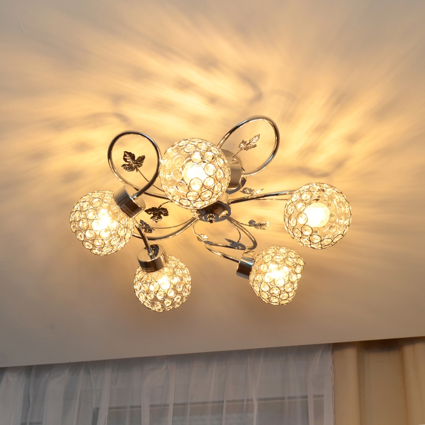 Nadgradni luster SOPHIA 5xE27/15W/230V sjajni krom/prozirna
