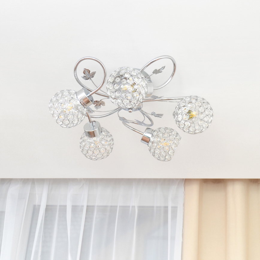 Nadgradni luster SOPHIA 5xE27/15W/230V sjajni krom/prozirna