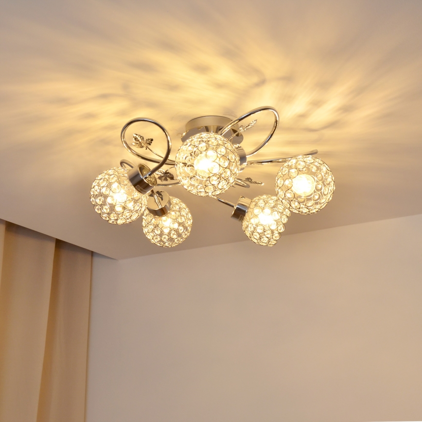Nadgradni luster SOPHIA 5xE27/15W/230V sjajni krom/prozirna