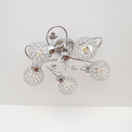 Nadgradni luster SOPHIA 5xE27/15W/230V sjajni krom/prozirna