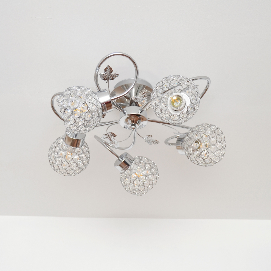Nadgradni luster SOPHIA 5xE27/15W/230V sjajni krom/prozirna