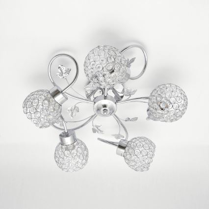 Nadgradni luster SOPHIA 5xE27/15W/230V sjajni krom/prozirna