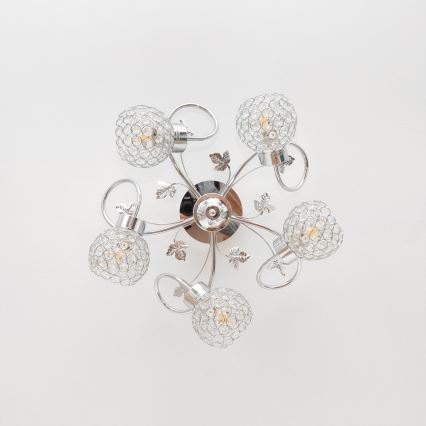 Nadgradni luster SOPHIA 5xE27/15W/230V sjajni krom/prozirna