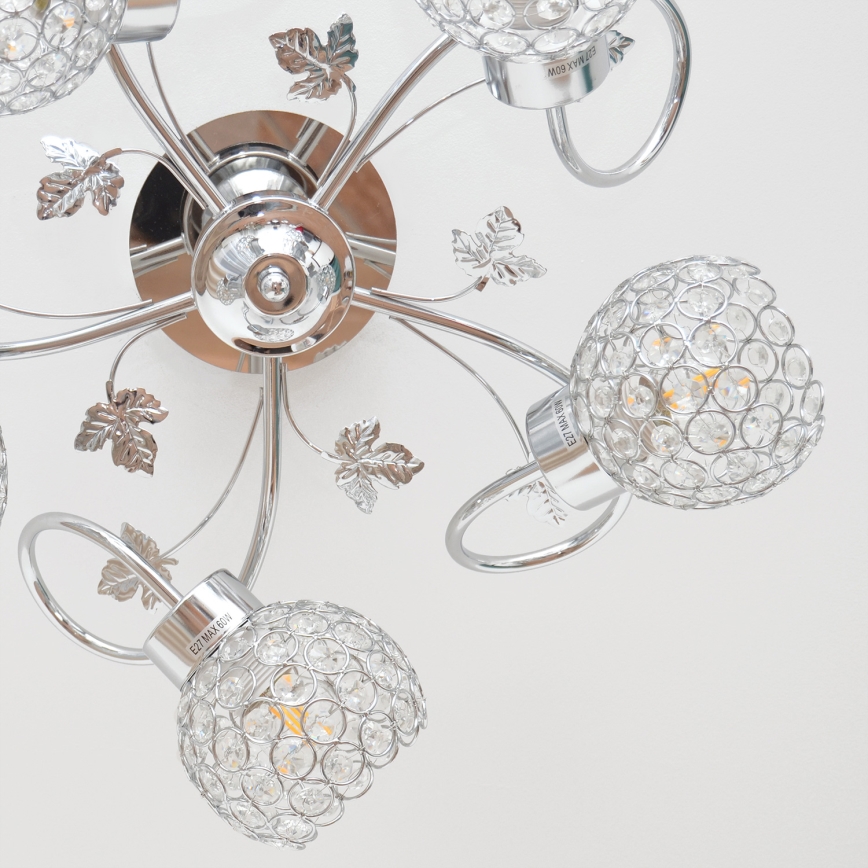 Nadgradni luster SOPHIA 5xE27/15W/230V sjajni krom/prozirna
