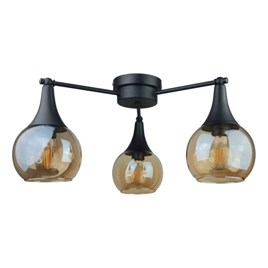 Nadgradni luster STAR 3xE27/60W/230V crna/dimna bež