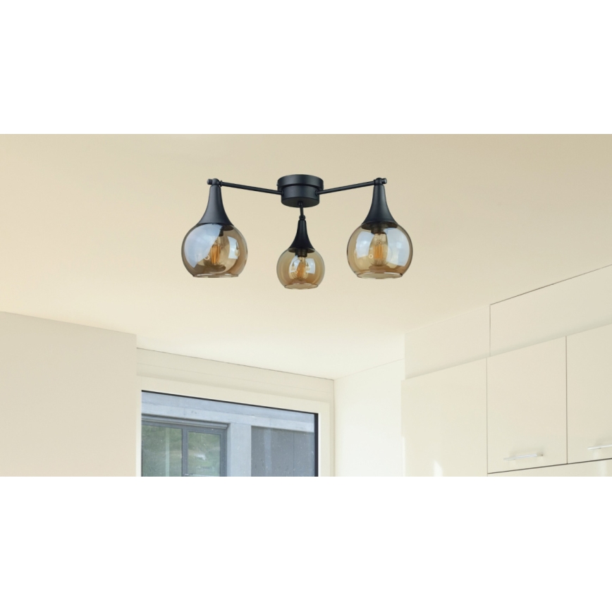Nadgradni luster STAR 3xE27/60W/230V crna/dimna bež