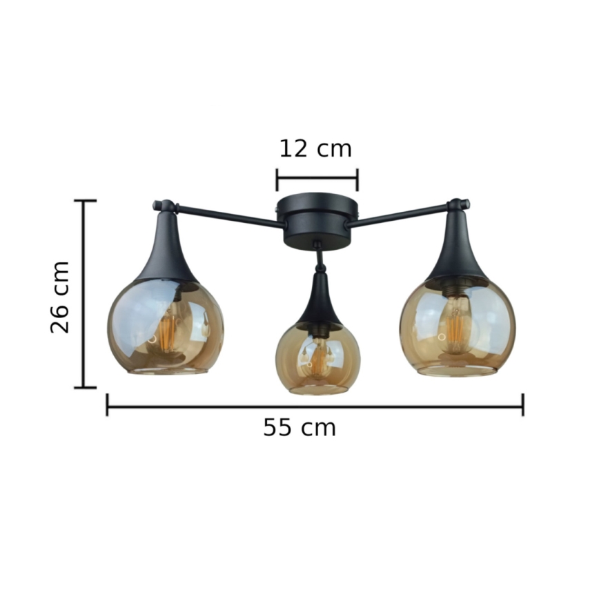 Nadgradni luster STAR 3xE27/60W/230V crna/dimna bež