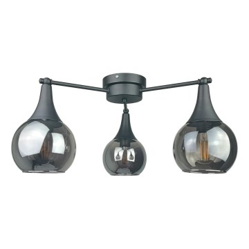 Nadgradni luster STAR 3xE27/60W/230V crna/dimna crna