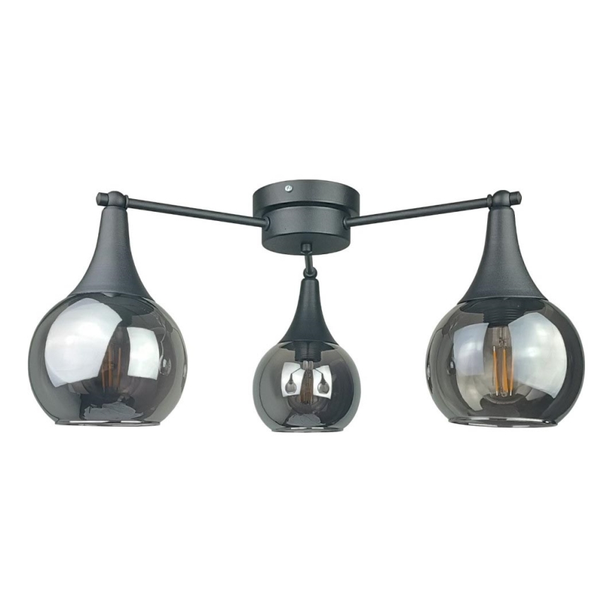 Nadgradni luster STAR 3xE27/60W/230V crna/dimna crna