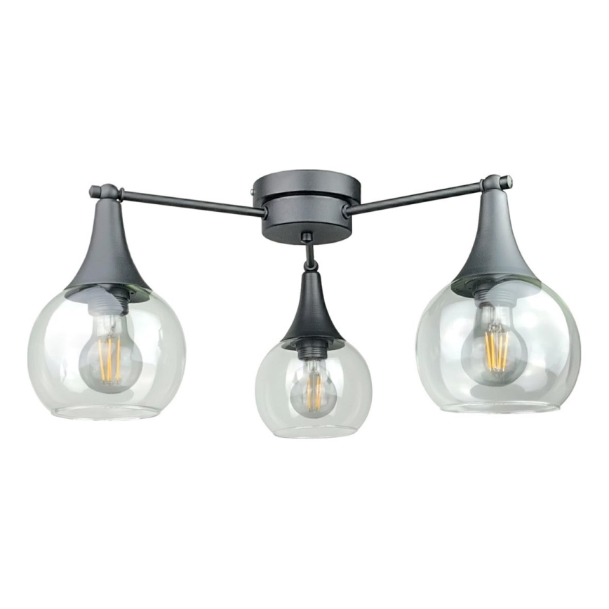 Nadgradni luster STAR 3xE27/60W/230V crna/prozirna