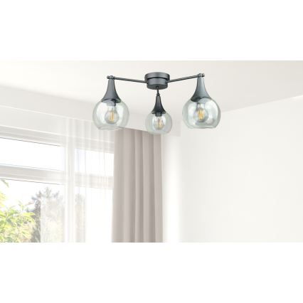 Nadgradni luster STAR 3xE27/60W/230V crna/prozirna