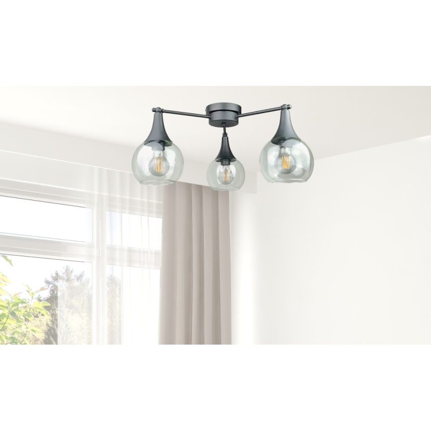 Nadgradni luster STAR 3xE27/60W/230V crna/prozirna