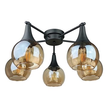 Nadgradni luster STAR 5xE27/60W/230V crna/dimna bež
