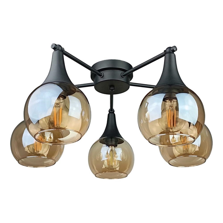 Nadgradni luster STAR 5xE27/60W/230V crna/dimna bež