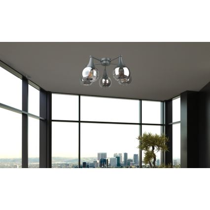 Nadgradni luster STAR 5xE27/60W/230V crna/dimna crna