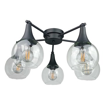 Nadgradni luster STAR 5xE27/60W/230V crna/prozirna