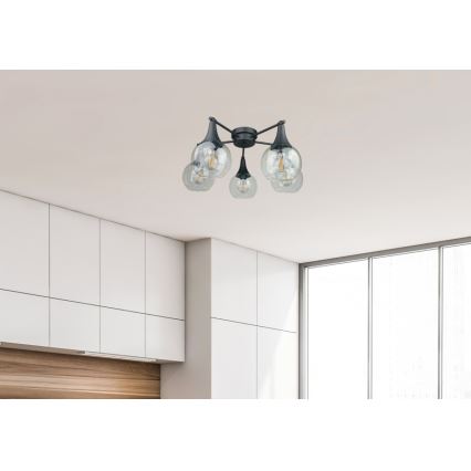 Nadgradni luster STAR 5xE27/60W/230V crna/prozirna