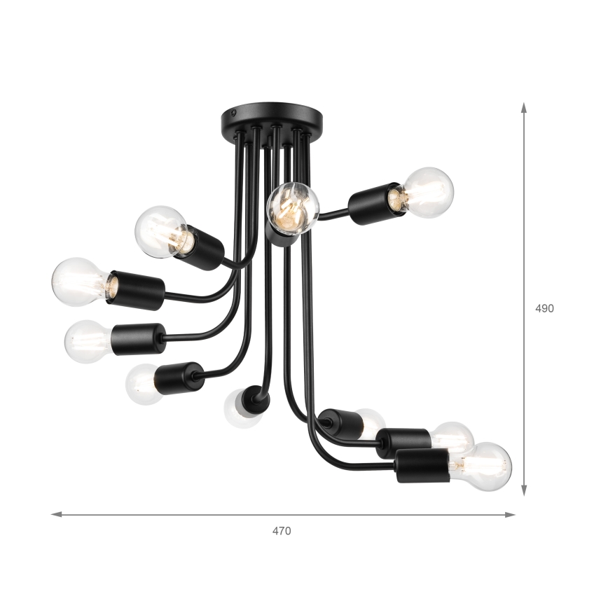 Nadgradni luster TRINITY 10xE27/15W/230V crna