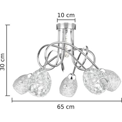 Nadgradni luster TWIST CRYSTAL 5xE14/40W/230V