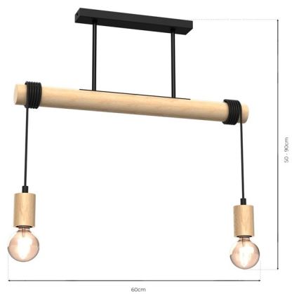 Nadgradni luster VIGA 2xE27/60W/230V drvo