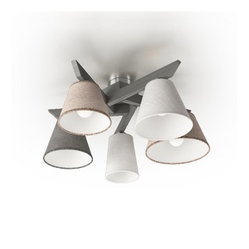 Nadgradni luster YOKE 5xE14/40W/230V sivo drvo