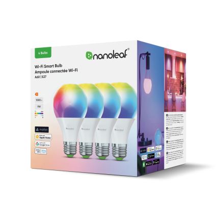 Nanoleaf - SET 4x LED RGBW Dimmabilna žarulja ESSENTIALS MATTER A19 E27/9W/230V 2700-6500K CRI 90 Wi-Fi