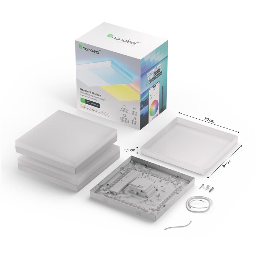 Nanoleaf - SET 3x LED RGBW Prigušiva stropna svjetiljka SKYLIGHT 1xLED/18W/230V + 2xLED/16W/230V 2700-6500K Wi-Fi