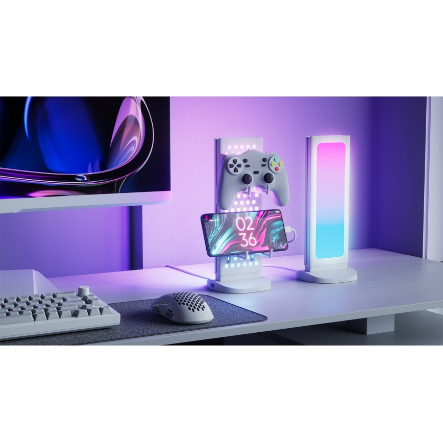 Nanoleaf - LED RGBIC prigušiva stolna stanica za punjenje 3 u 1 5V 2700-6500K bijela