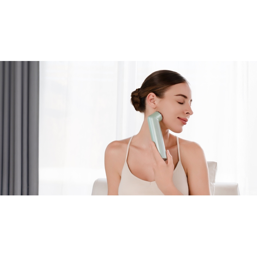 Nanoleaf - LED ultrazvučni uređaj za pomlađivanje lica 6 u 1, 5W/2500 mAh, mint zelene boje