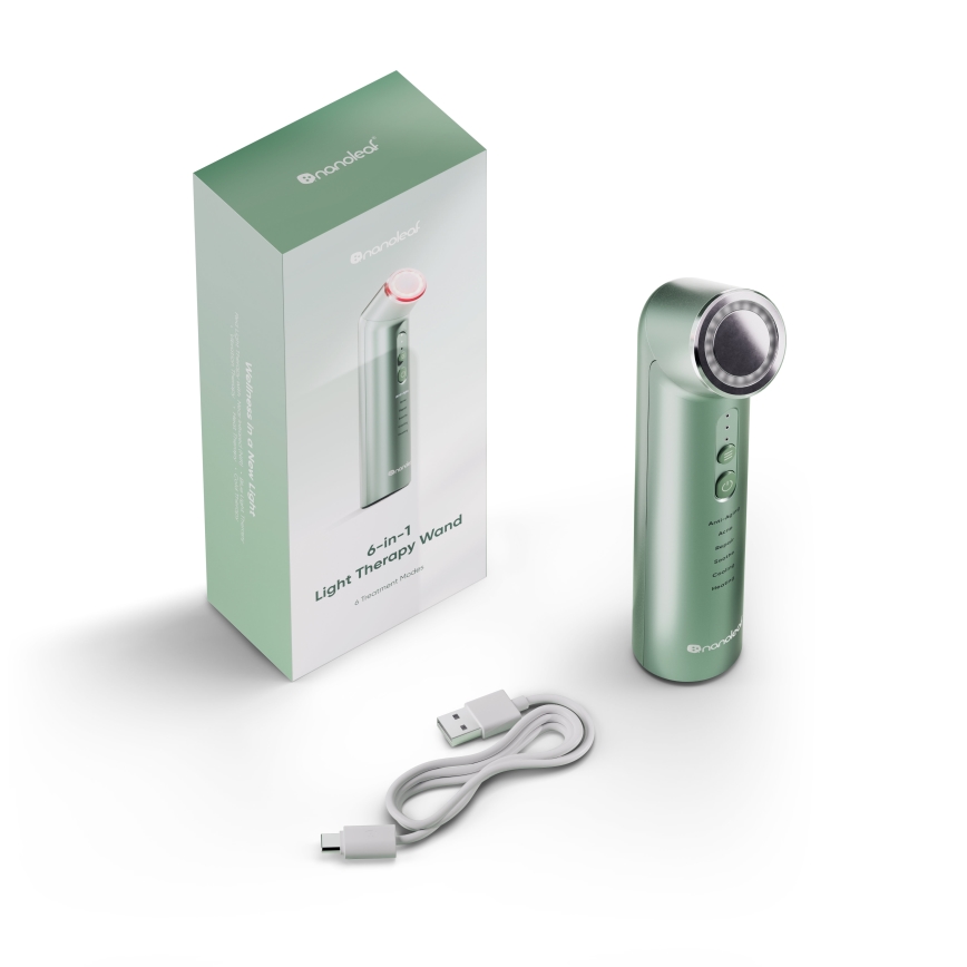 Nanoleaf - LED ultrazvučni uređaj za pomlađivanje lica 6 u 1, 5W/2500 mAh, mint zelene boje
