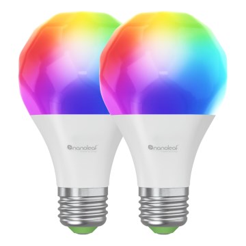 Nanoleaf - SET 2x LED RGBW Prigušiva žarulja ESSENTIALS MATTER A19 E27/9W/230V 2700-6500K CRI 90 Wi-Fi