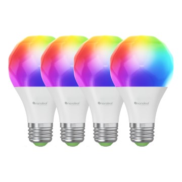 Nanoleaf - SET 4x LED RGBW Prigušiva žarulja ESSENTIALS MATTER A19 E27/9W/230V 2700-6500K CRI 90 Wi-Fi