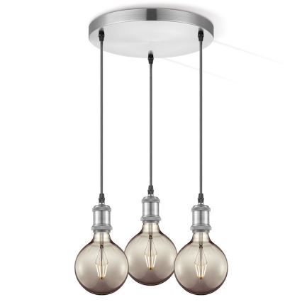 Napajajući kabel VINTAGE 3xE27/60W/230V mat krom