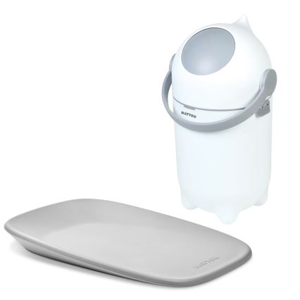 Nattou - Koš za pelene i podloga za previjanje SOFTY 50x70 cm bijela/siva