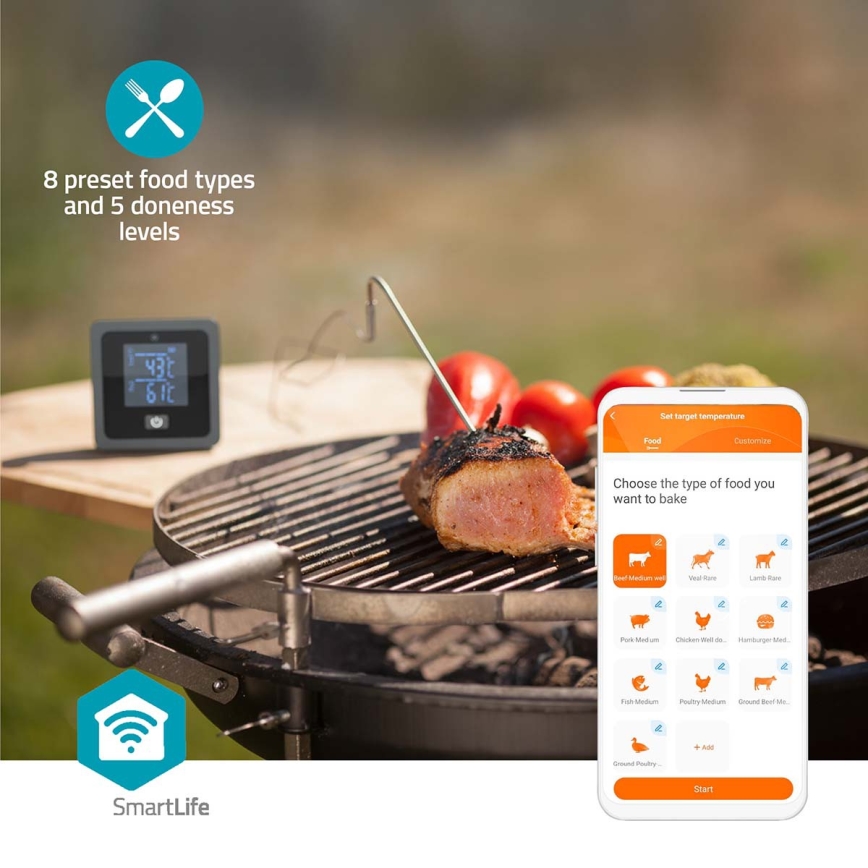 Pametni digitalni termometar za meso s LCD zaslonom SmartLife 0-300 °C 2xAAA