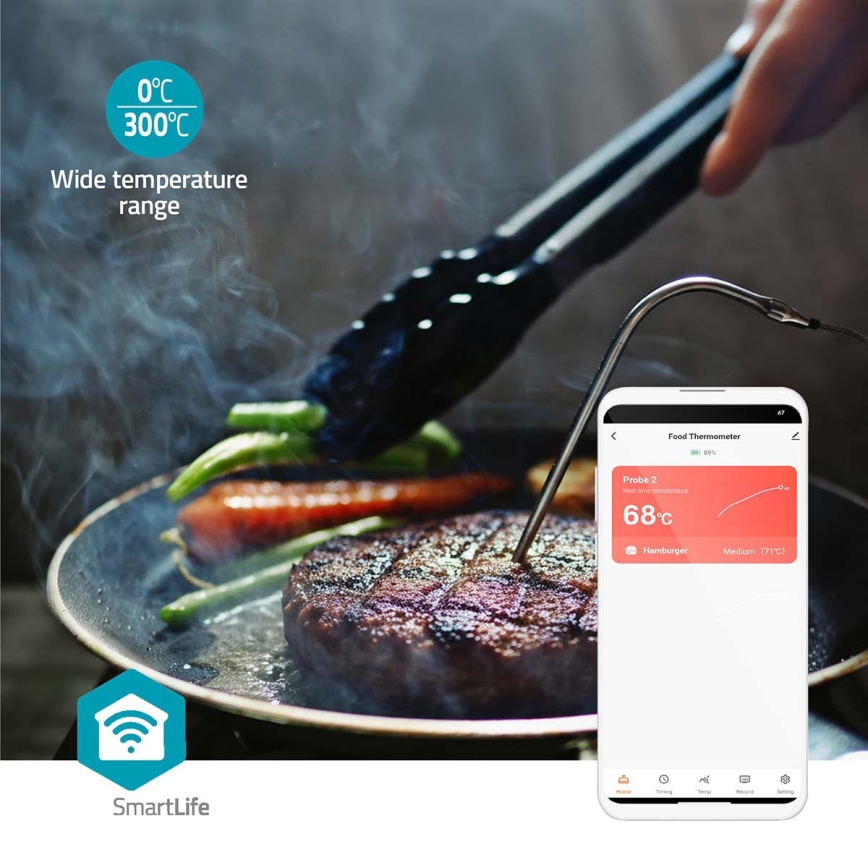Pametni digitalni termometar za meso s LCD zaslonom SmartLife 0-300 °C 2xAAA