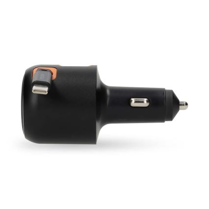 Auto punjač s uvlačivim kabelom i Power Delivery 30 W — 2× USB-C + 1× USB-A