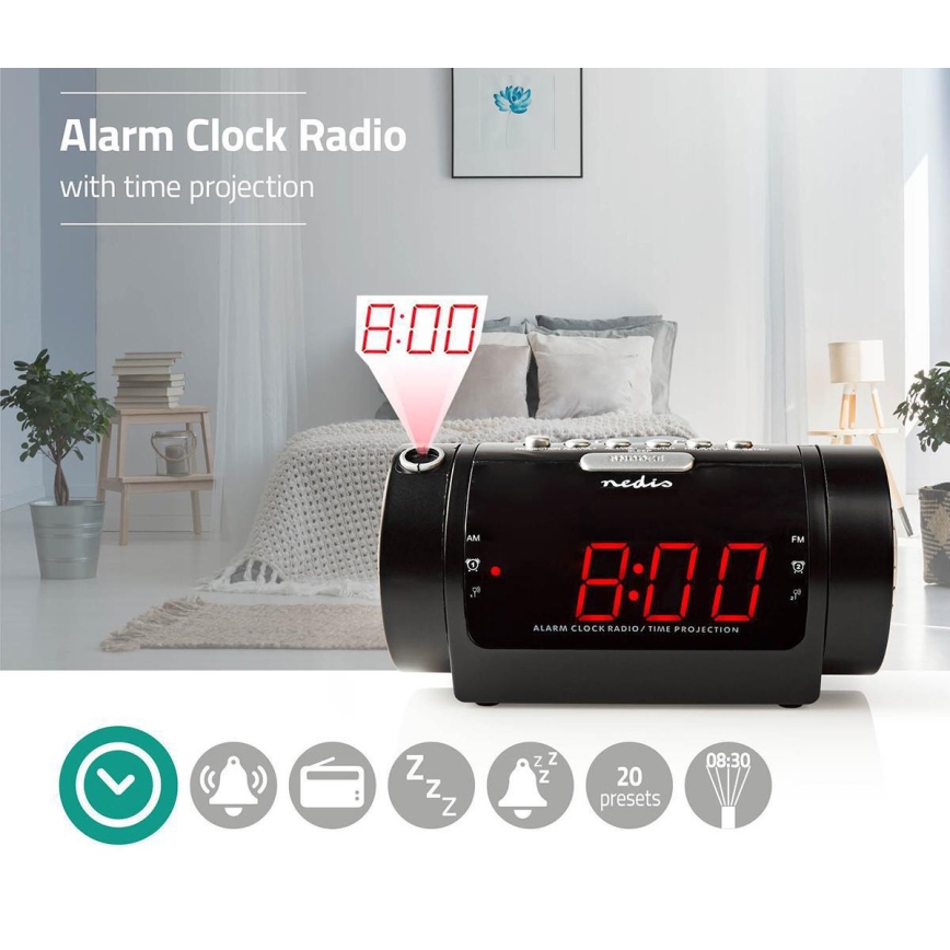 Radio budilica s LED zaslonom i projektorom 230V