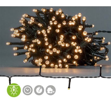 LED Vanjske božićne lampice 192xLED/7 funkcija/3xAA 14,9m IP44 topla bijela