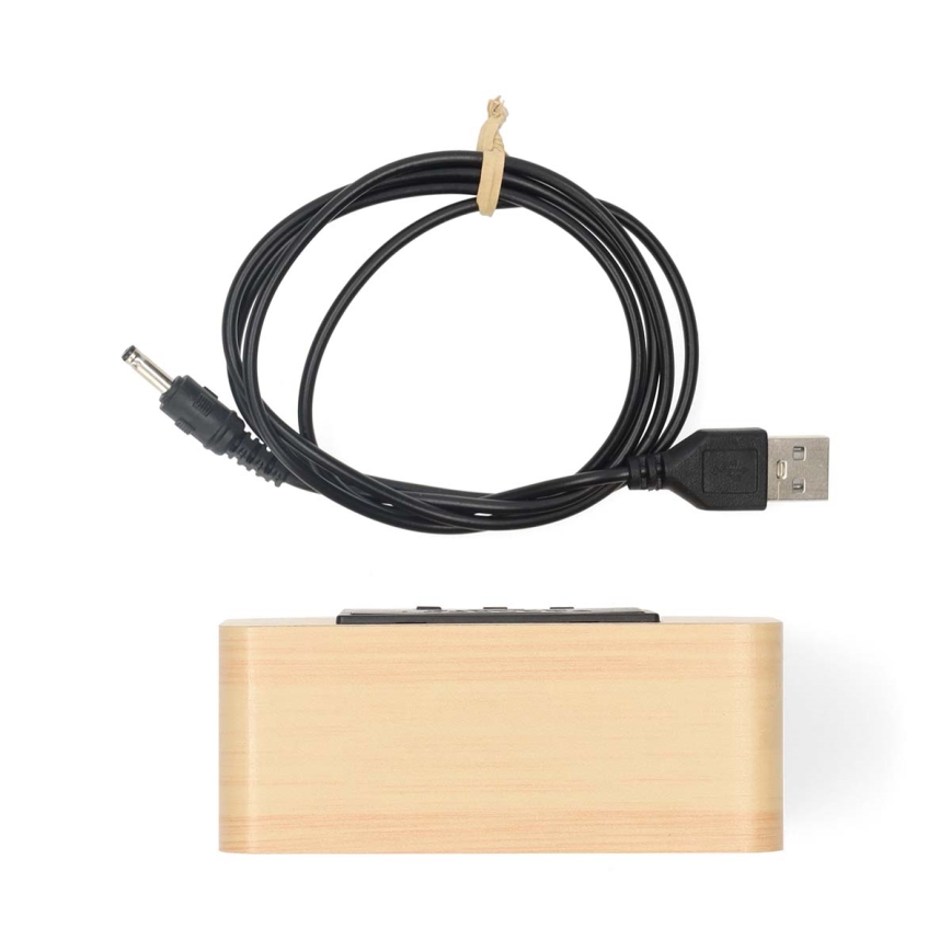 Digitalna drvena budilica s LED zaslonom i termometrom, 5V/3xAAA