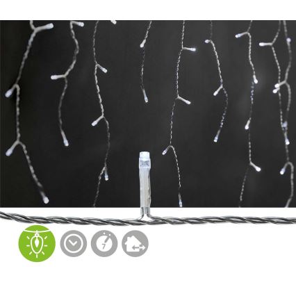 LED vanjska božićna zavjesa 180xLED/7 funkcija 10,9m IP44 hladna bijela