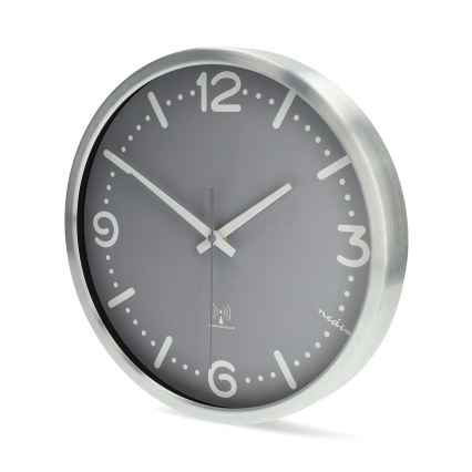 Zidni sat, Ø 30,5 cm, 1xAA, matni krom/siva