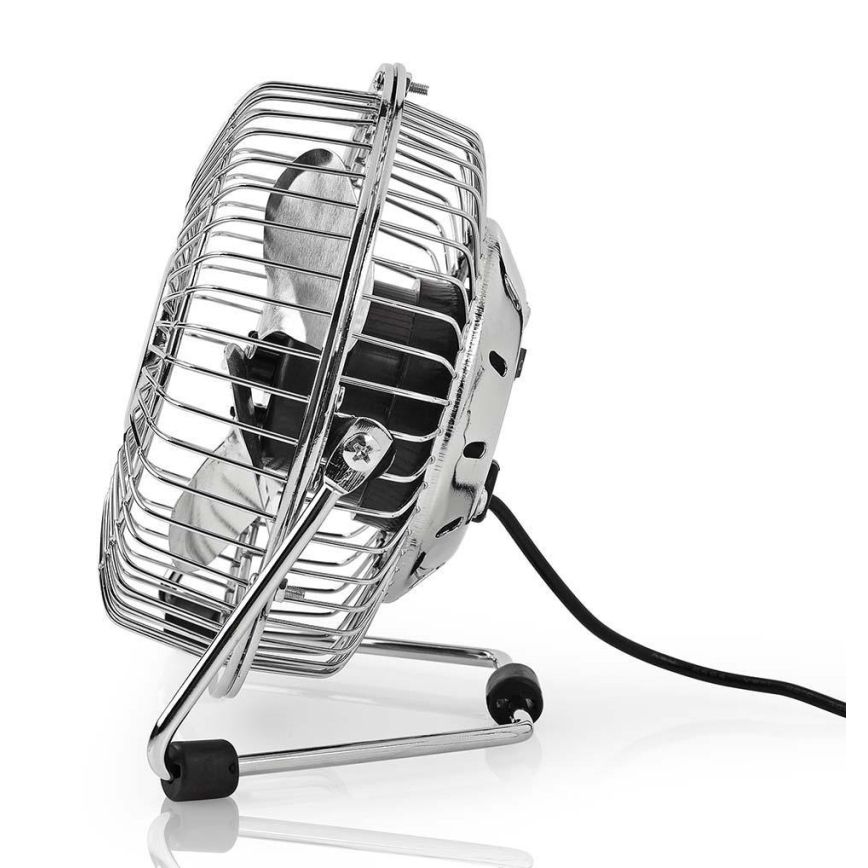 Stolni ventilator 3W/USB 10 cm sjajni krom