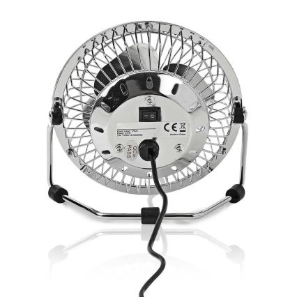 Stolni ventilator 3W/USB 10 cm sjajni krom
