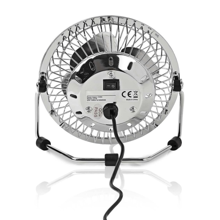 Stolni ventilator 3W/USB 10 cm sjajni krom