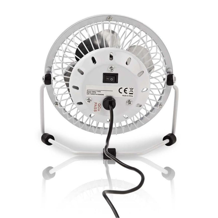 Bijeli stolni ventilator 3W/USB 10 cm