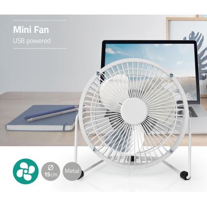 Stolni ventilator 3W/USB 15 cm bijela